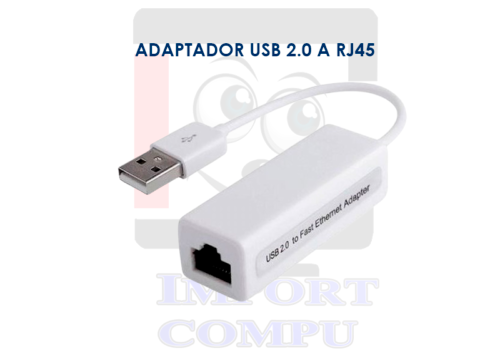 ADAPTADOR RJ45 A USB 2.0 ETHERNET A 10-100MBPS