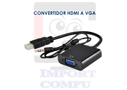 ADAPTADOR CONVERTIDOR HDMI A VGA CON AUDIO ACTIVO