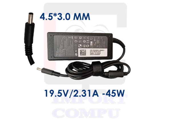 CARGADOR DELL 45W DE 19.5V A 2.31A conector 4.5mm*3.0mm