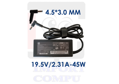 CARGADOR HP 45W DE 19.5V A 2.31A con conector 4.5mm*3.0mm (punta azul)