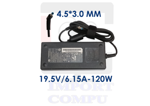 CARGADOR HP 19.5V 6.15A 120W  con conector 4.5mm x 3.0mm con pin central (Punta Azul)