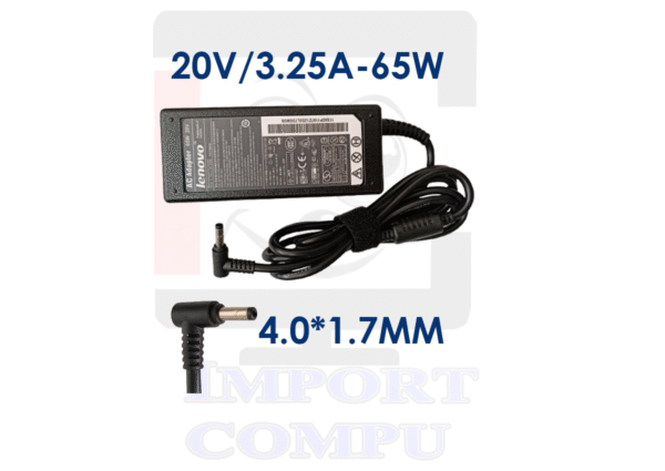 CARGADOR LENOVO 65W DE 20V A 3.25A con conector 4.0mm*1.7mm