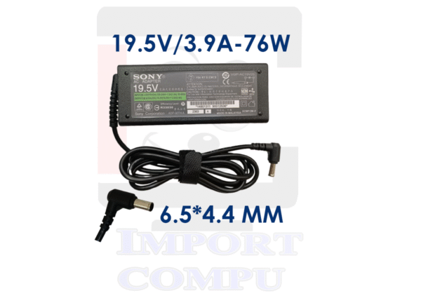CARGADOR SONY 76W DE 19.5V A 3.9A conector redondo 6.5mm*4.4mm (con pin central)
