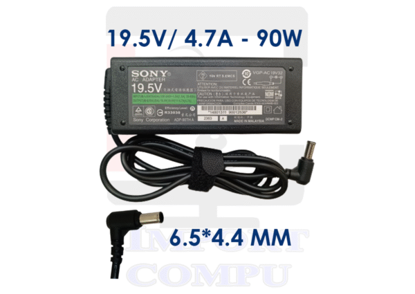 CARGADOR SONY 90W DE 19.5V  A 4.7A conector redondo 6.5mm * 4.4mm ( con pin central)